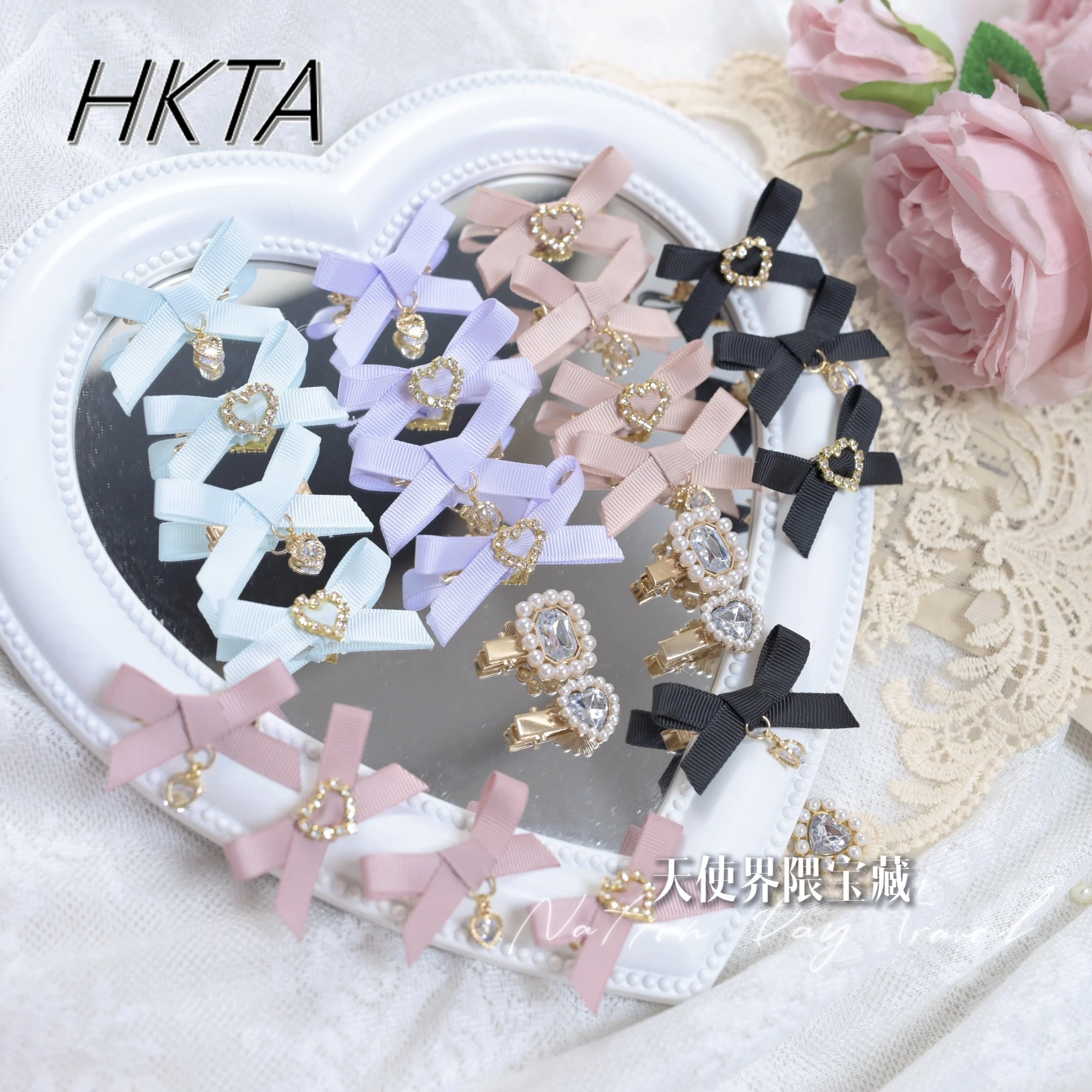 Mine Series Mass-produced Liz Hairpin Female Cute Mini Bow Hair Clips Japanese Love Rhinestone Hairpin Hair Accessories 6 Sets