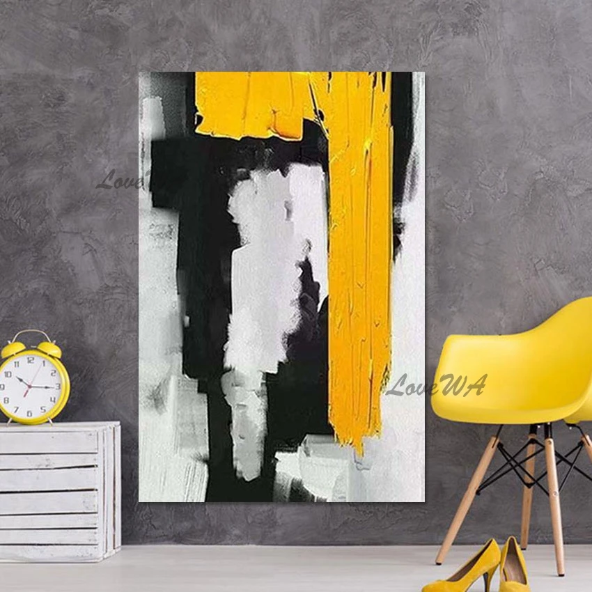 

Hotel Artwork Canvas Picture Frameless Abstract Art Black White Design Acrylic Thick Acrylic Knife Painting Modern Wall Hangings