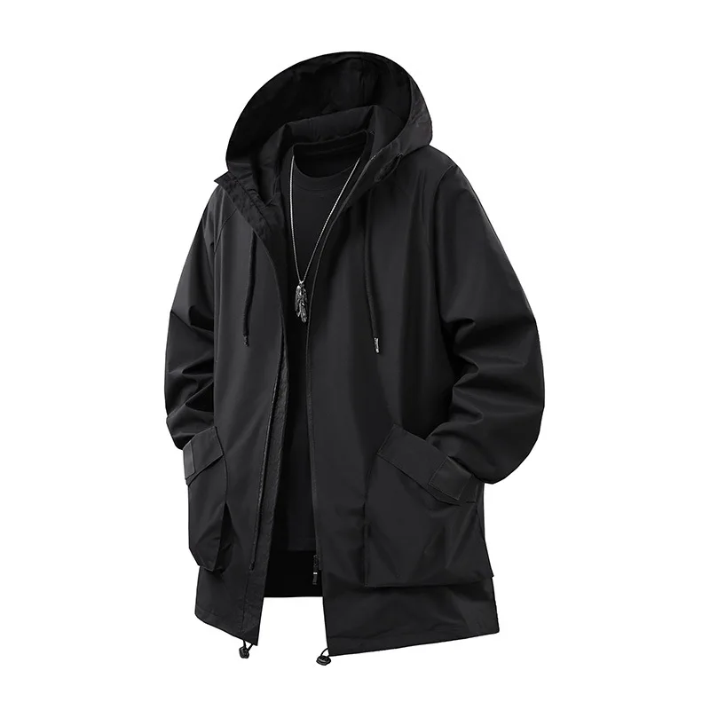 

Men New Casual Plus Size Trench Coat Autumn Hooded Tooling Coat