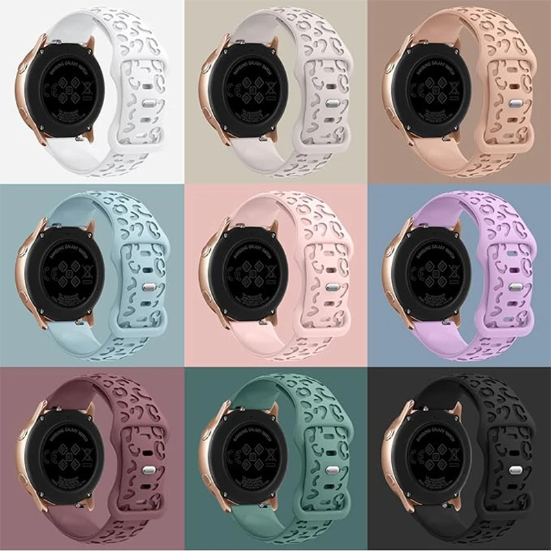 Engraved Strap For Samsung Galaxy Watch 6/4/classic/5/pro/3/Active 2 Leopard silicone Bracelet Huawei gt 2 2e 20mm watch band