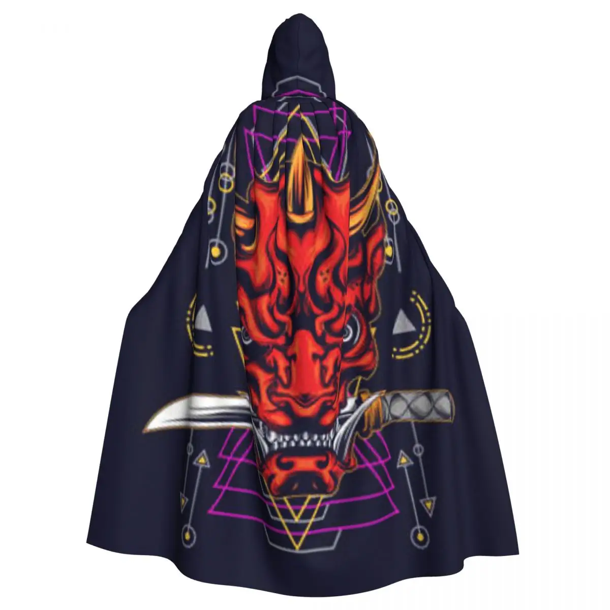 Witch Cloak Japanese Mask And Katana Sword Halloween Cosplay Costume Unisex Adult Cloak Retro Ages Cape