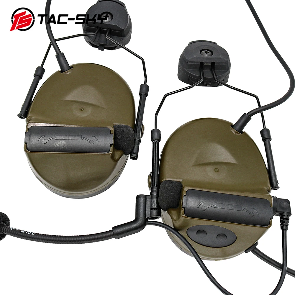 TAC -SKY COMTAC II Headset Taktis dengan Adaptor Rel Busur Perlindungan Pendengaran Headphone Airsoft Noise Cancelling Earmuff Menembak