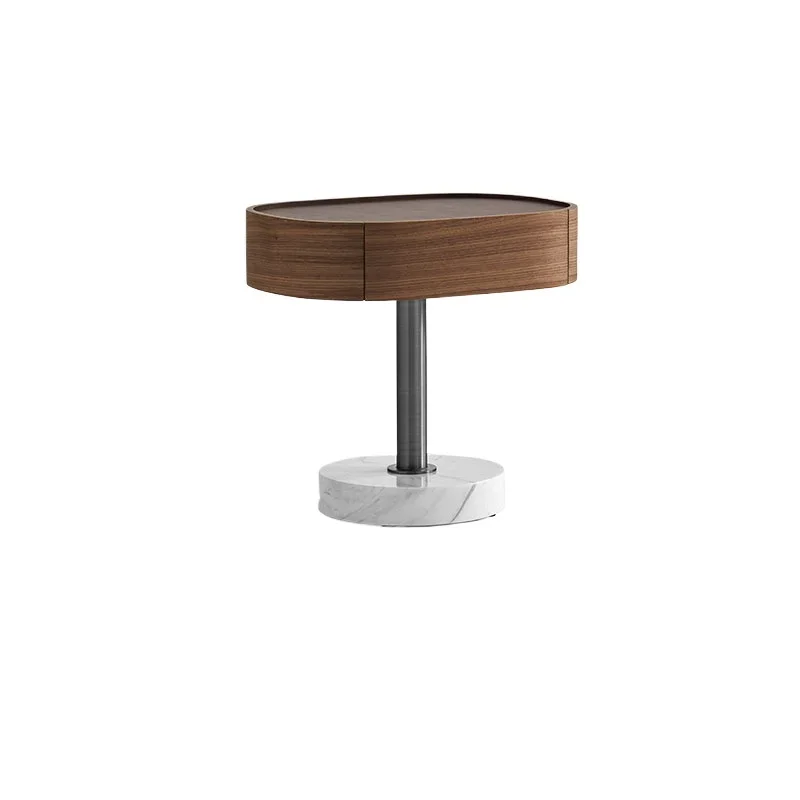 

Solid wood round master bedroom bedside cabinet, marble storage multi-function 2025 ideas