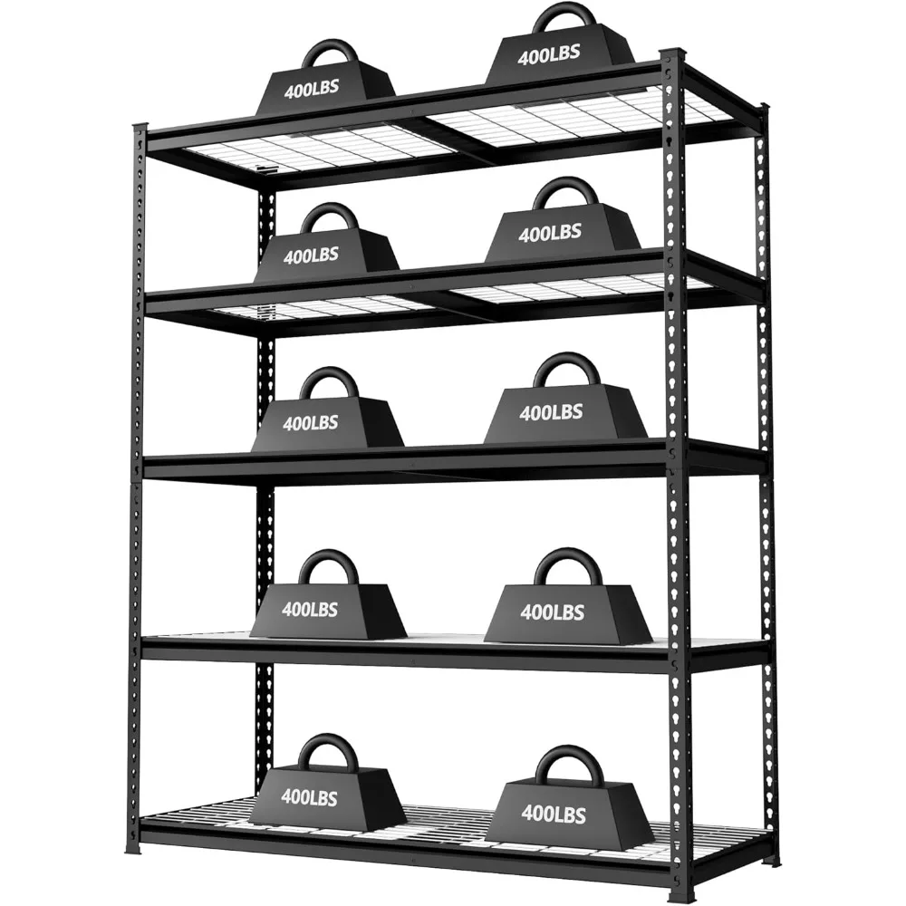 

5-Tier Metal Shelving Unit, 48”W x 24”D x 72”H, Heavy Duty Adjustable Storage Rack, 4000 lbs Load Capacity (Total), for