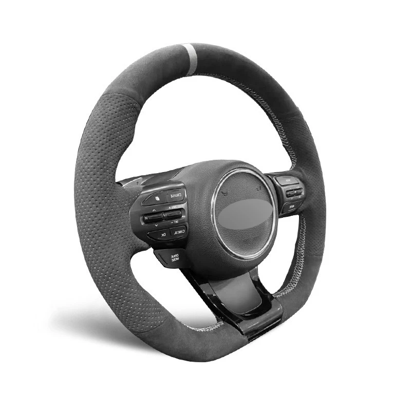 High Quality Genuine Leather Suede Steering Wheel Cover White Thread Car Accessories for KIA OPTIMA CEED CEE'D 2 PROCEED PRO