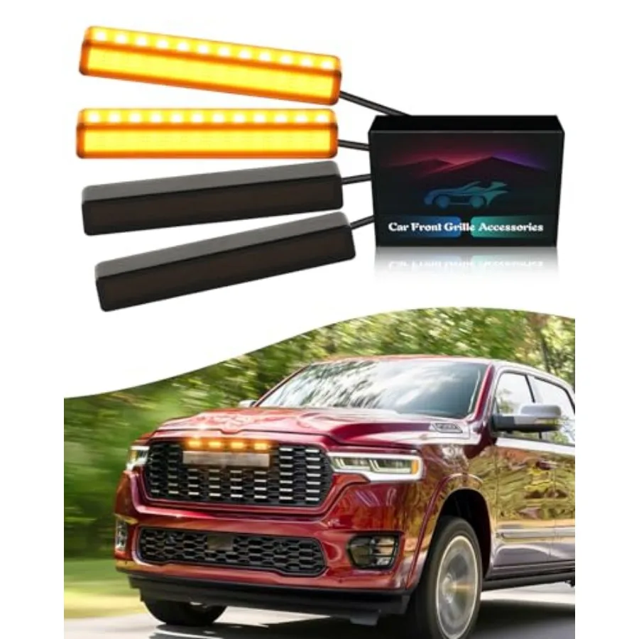 

LED Grill Lights for Dodge Ram 2025 2024-2019 Grille Raptor Lights Ram 1500 2500 3500 Accessories Front Grille Trims4pcs