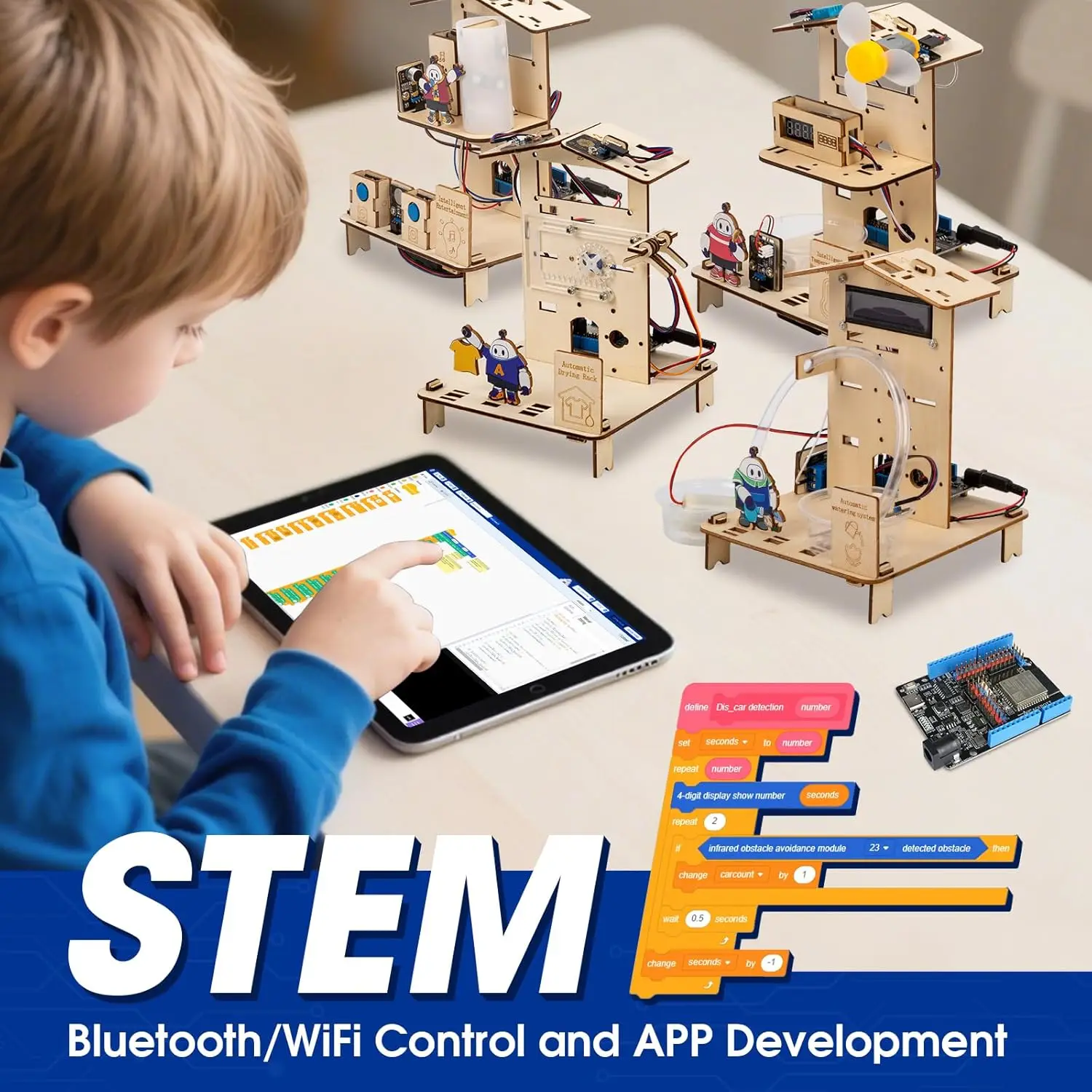 

8-Piece Set ESP32 STEM Smart Home Education Kit for Arduino STEM Robotics Science Kits for Kids Engineering Projects STEAM kit
