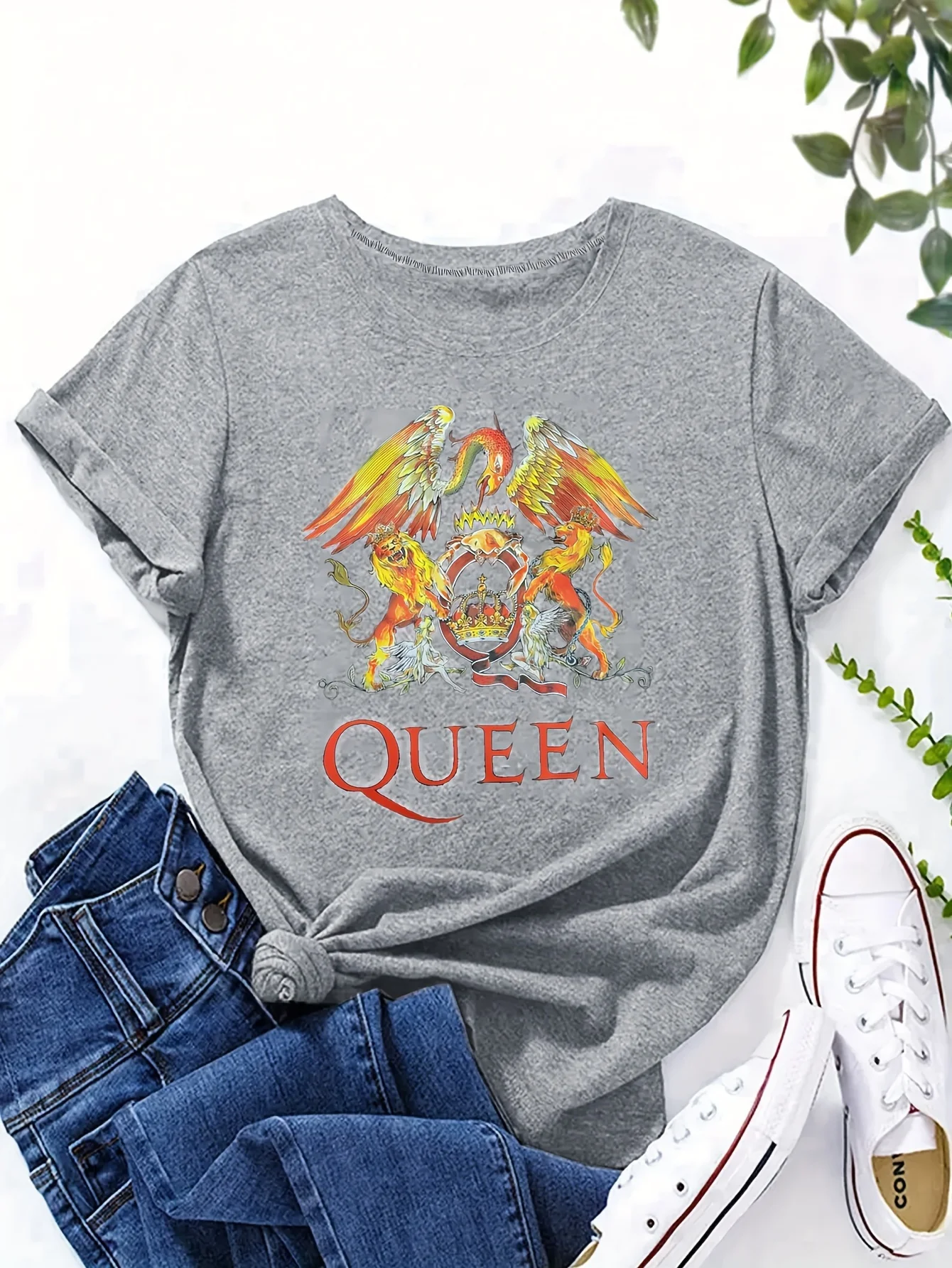 Fashion Queen Graphic Letter Print O-Neck TShirt Summer Casual Short Sleeve Top For Spring Summer Women Street Women\'s Clothing