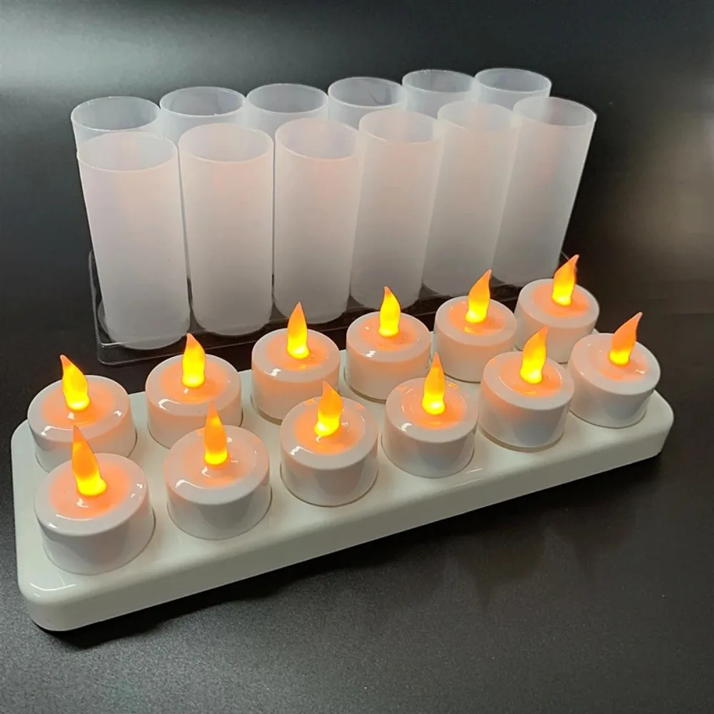 6/12Pack LED Candle Lamp Rechargeable Creative Flickering Simulation Flame Candle Night tea Light Party Home Table Decoration