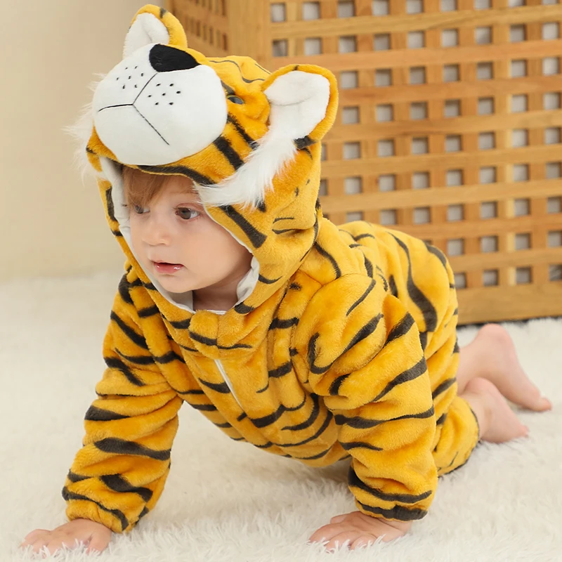 

Carniva Baby Rompers Winter Clothes Flannel Hooded Bodysuits Pajamas Animals Overall Jumpsuit For Girls BoysK ids