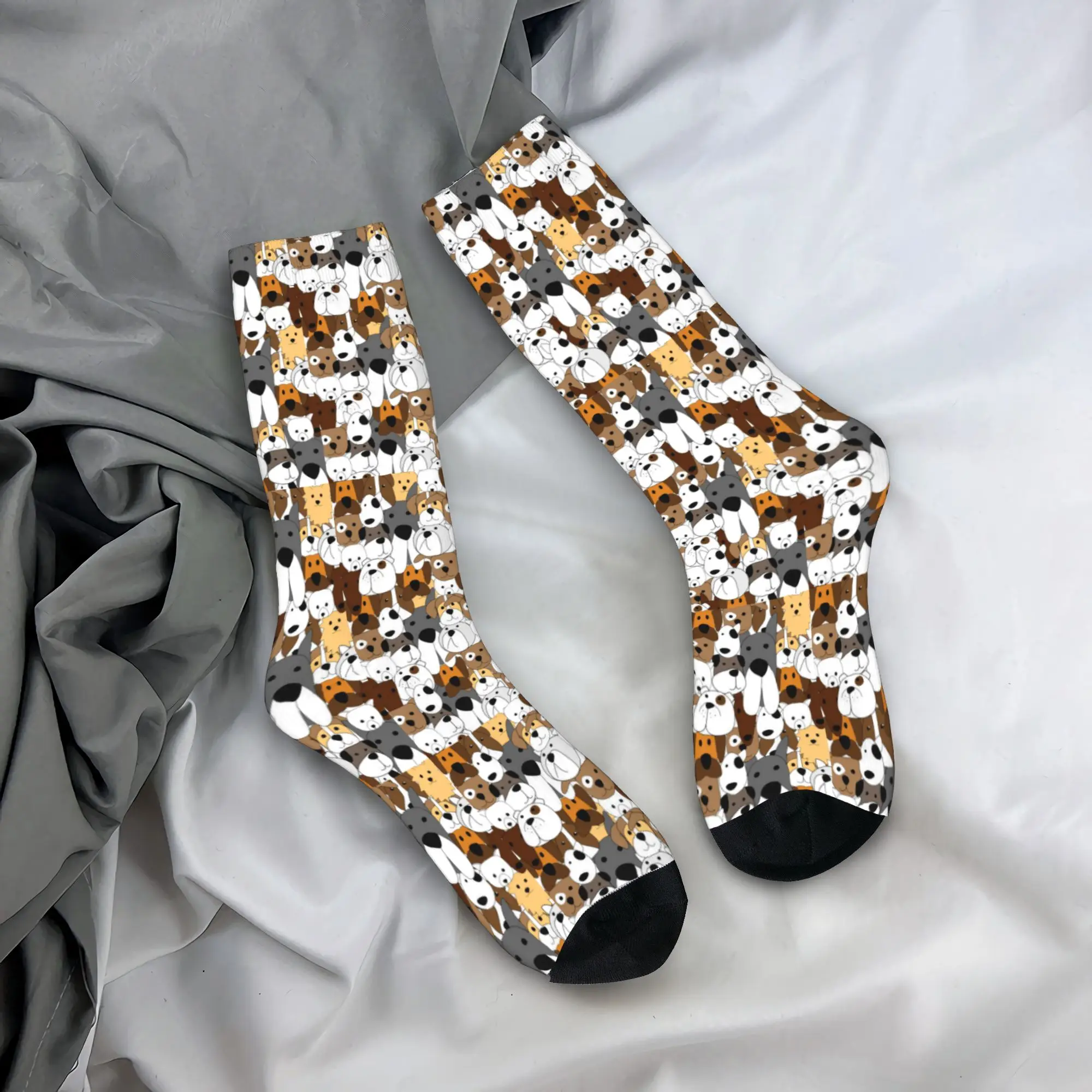 Various Dogs, Animal Pups in Abstract Print Stockings  Elegant Socks Men Comfortable Socks Autumn Running Anti Skid Socks Gift