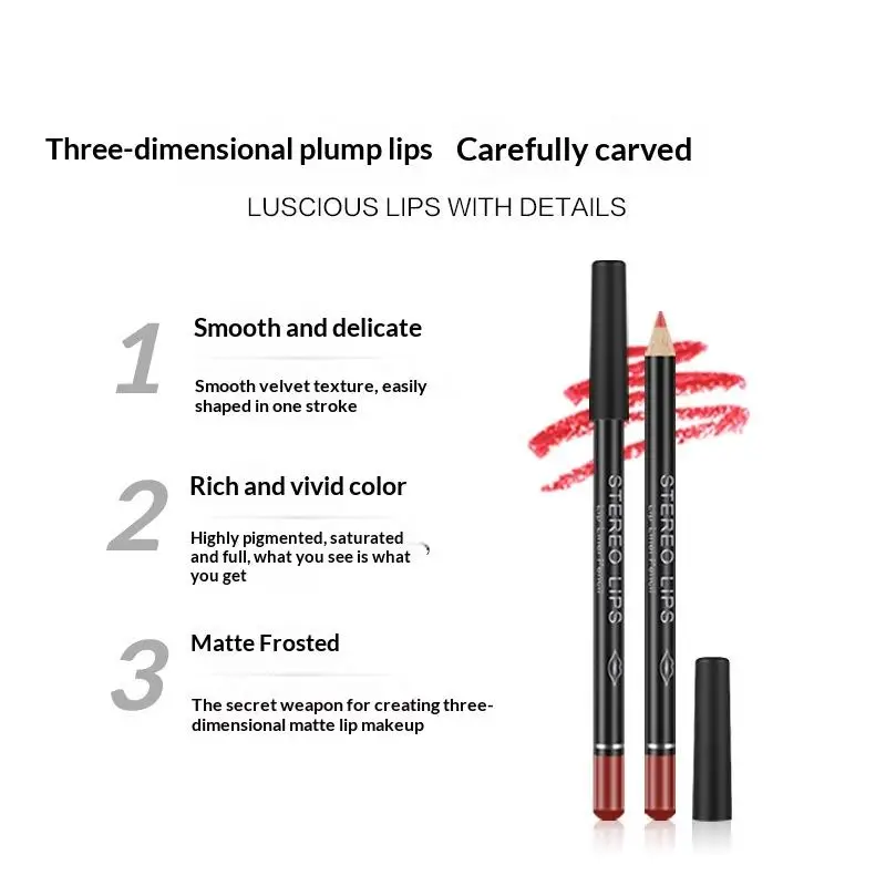 New 1Pcs 12-Color Waterproof Matte Lip Liner Pencil Long-Lasting Multi Colors Lip Contour Pens For Daily Makeup Cosmetic