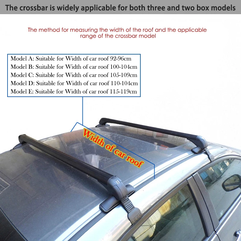 1 Pair Universal Vehicle Car Roof Mounting Rack Rail Bar Black Aluminum Luggage Carrier with Lock Top Car Rack