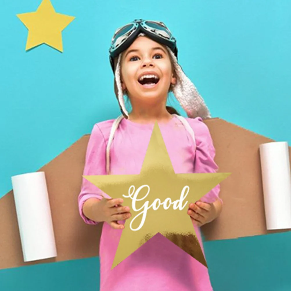 

24pcs Gold Star Cutouts Pentagram Decorations Paper Stars For Wedding Party Wall Bulletin Board Background Props Large Round