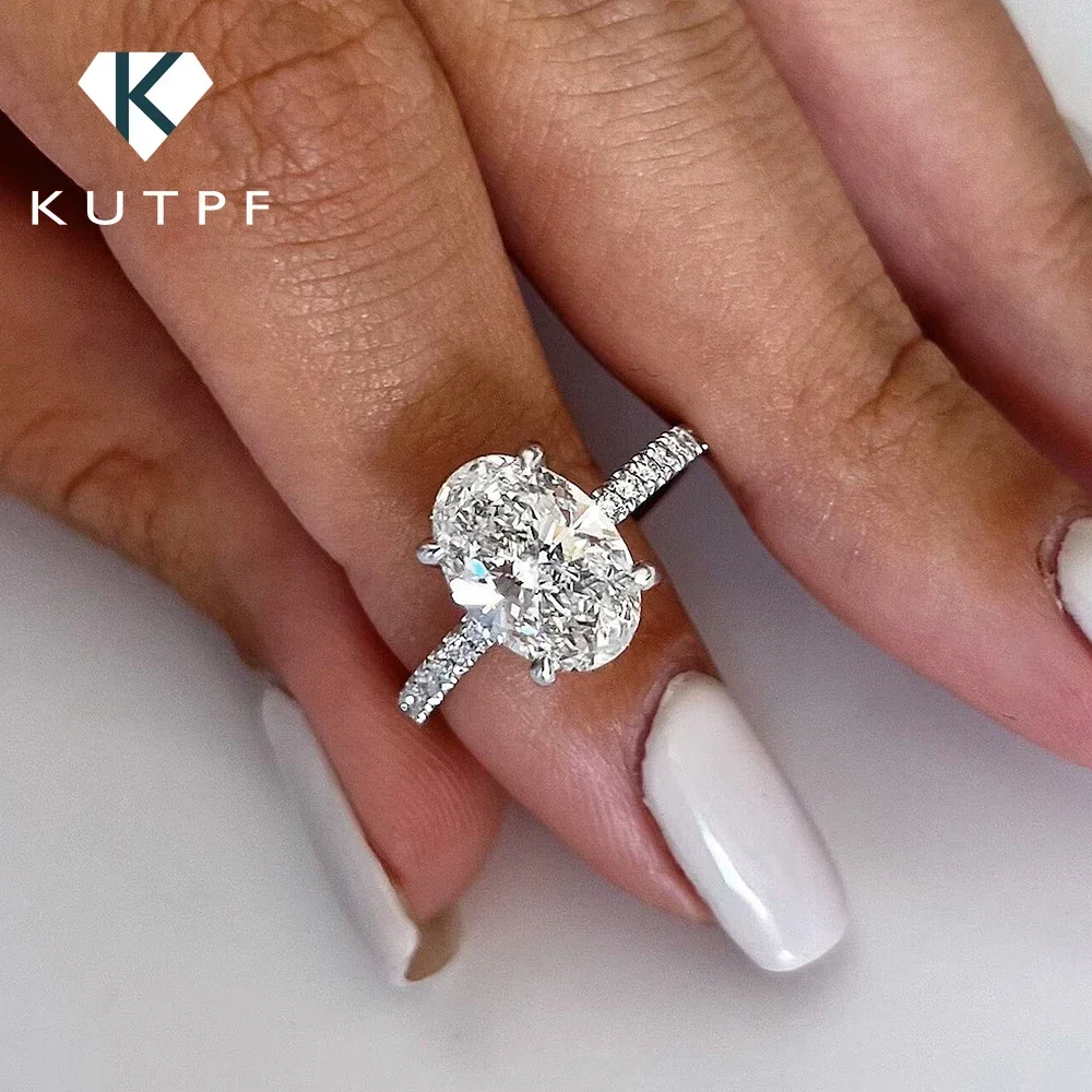 

Oval Cut Full Moissanite Engagement Ring for Women S925 Silver1/2/3/4Carat Hidden Halo Diamond Wedding Rings with Certificates