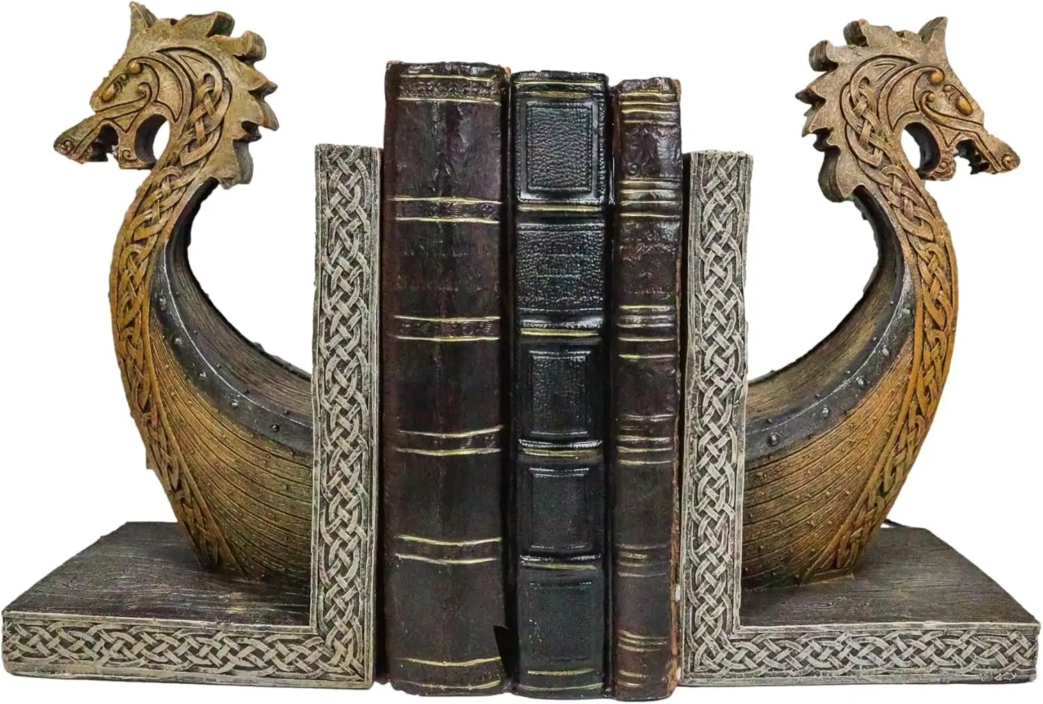 

Nautical Coastal Sea Kingdom Scandinavian Viking Dragon Longship Prow Ship Bookends Set Of Two Figurines Ancient Legends