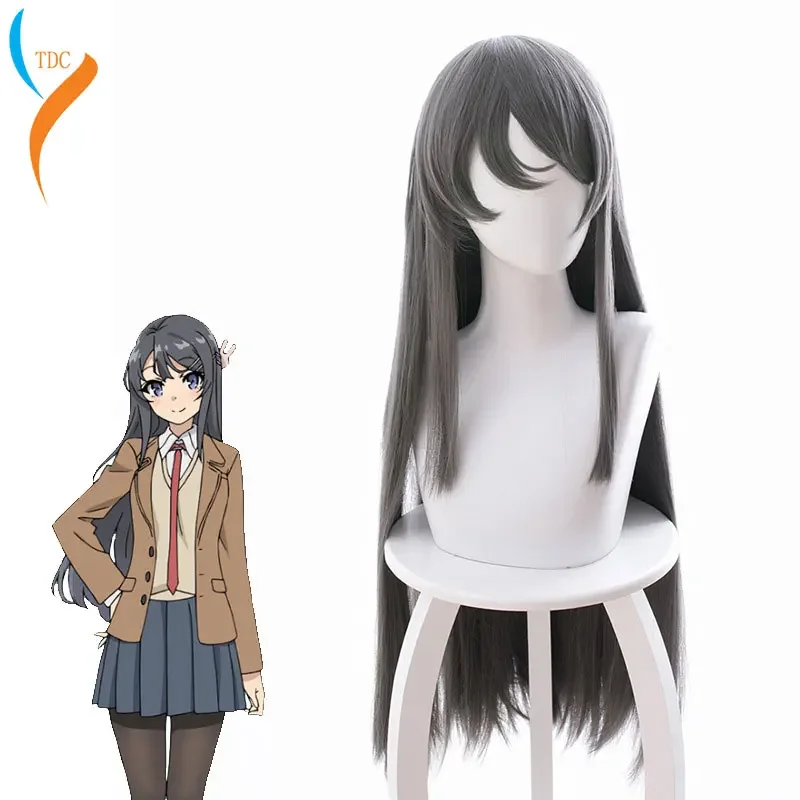 Sakura Ajima Grey long wig cosplay costume Seishun blind Yarou WA bunny girl senpai no Yume wo Minai heat resistant hair