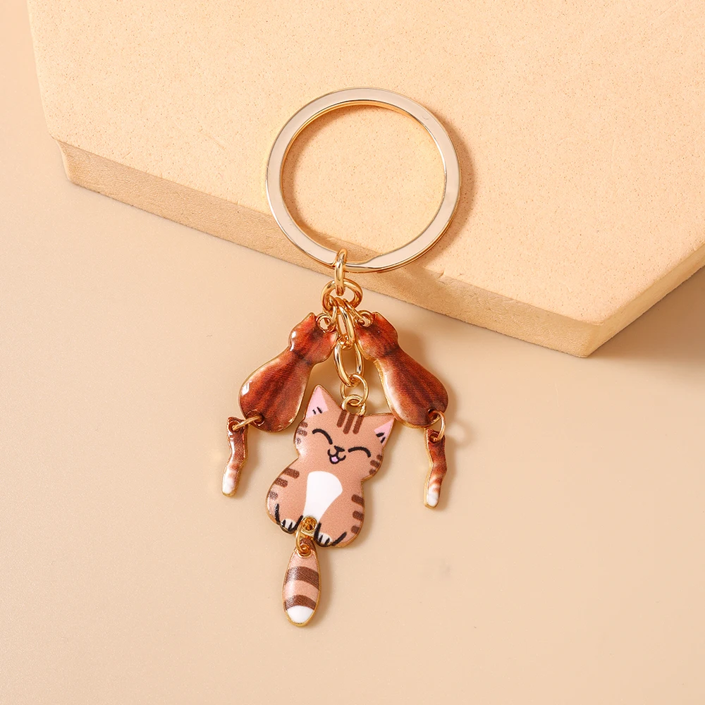 Aihua Niedlicher Emaille-Cartoon-Welpen-Katzen-Schlüsselanhänger für Frauen und Mädchen, Schlüsselringe, Handtaschenanhänger, Geburtstagsgeschenk, Schmuck. – Detail 4
