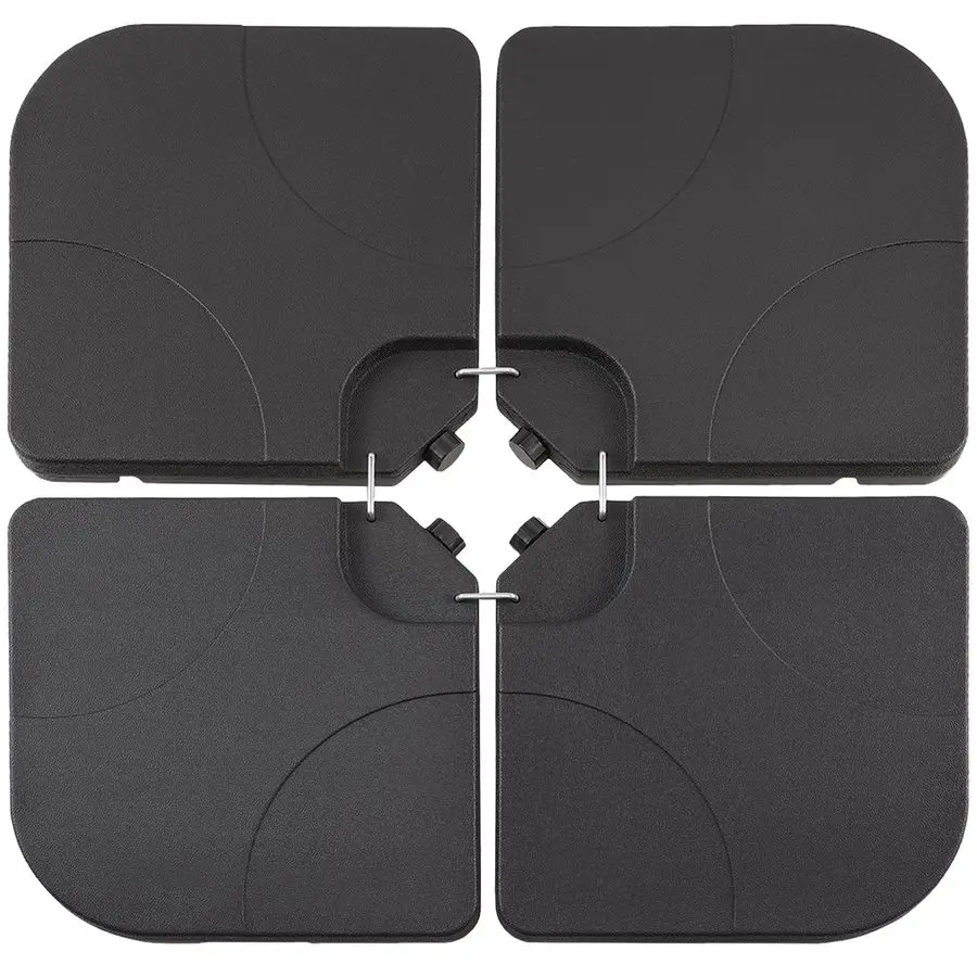 

4Piece HeavyDuty Cantilever Offset Patio Umbrella Base Stand Outdoor, Square Plate Set with Lock Pins, EasyFill Spouts for Water