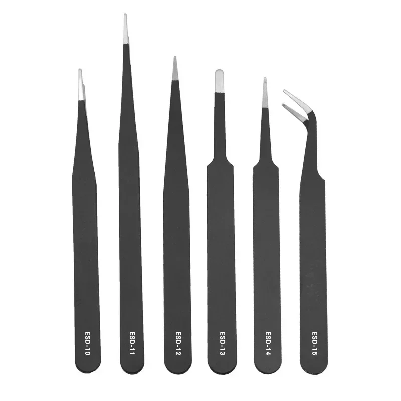 Stainless steel tweezers 6-piece bag disassembly tool phone repair tools pinzas de precisión ferramentas manuais profissional