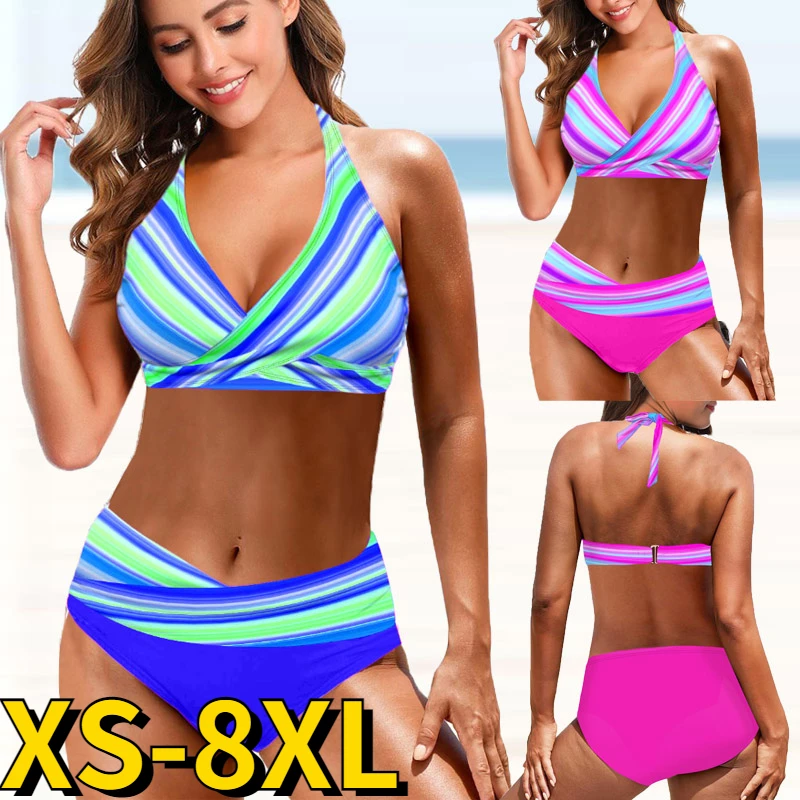 Summer Female Fashion Printing Swimming Trunks Two Piece Swimsuit Sexy Swimsuit Loose Comfortable Swimsuit High Waist Beach Wear