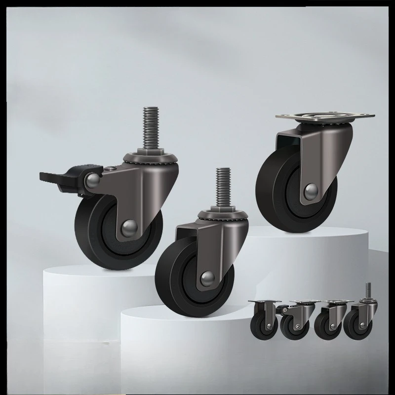 TPE casters with swivel wheels, brake, silent, heavy-duty, directional 2-inch sliding wheels for storage racks