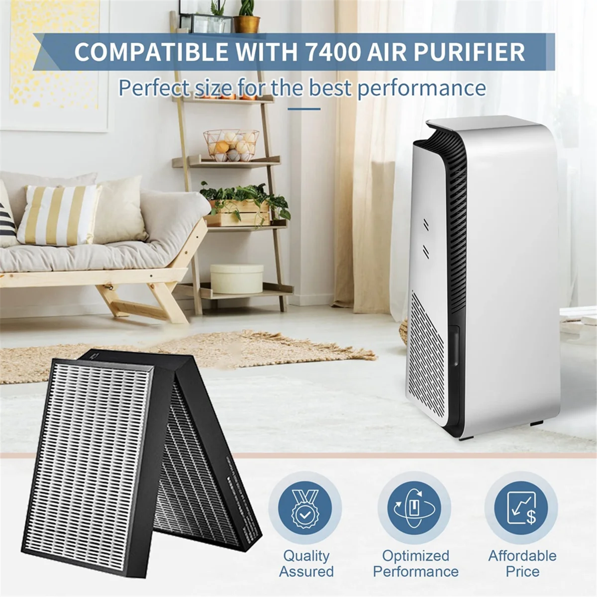 7400 Air Purifier Filter Replacement for 7410I, 7440I 7470I Models HEPA & Activated Carbon with Dual Pre-Filter
