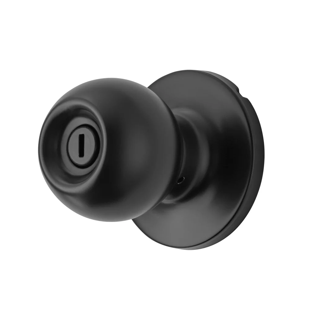 2 Pack Interior Locking Ball Privacy Doorknob Matte Black Finish Easy Install Reversible Design Security Bedroom Bathroom