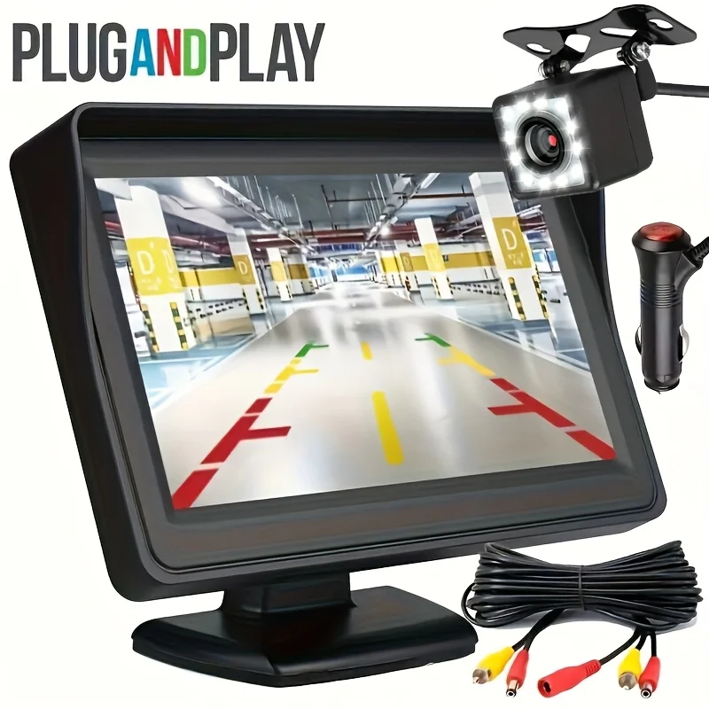 4.3In Car Rear View Camera 12LED 2in1 for Upgrade Kit Vehicles with Monitor Kit for Pickup Minivan Lorry Used-car Safty Driving