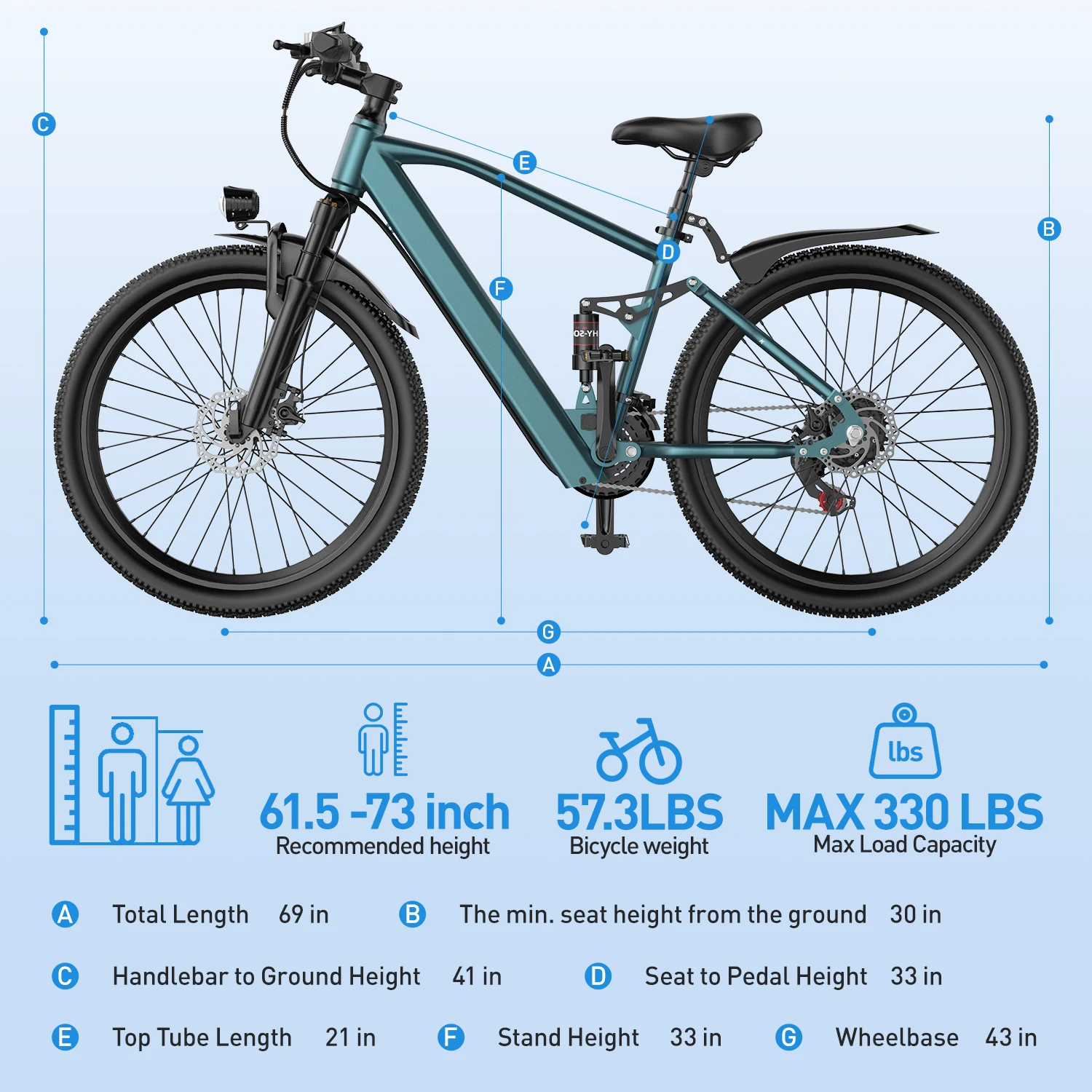 성인용 전기 산악 자전거, 26인치/24인치 500W 모터 장착 전기 자전거, 36V/374Wh/468Wh 배터리 탑재