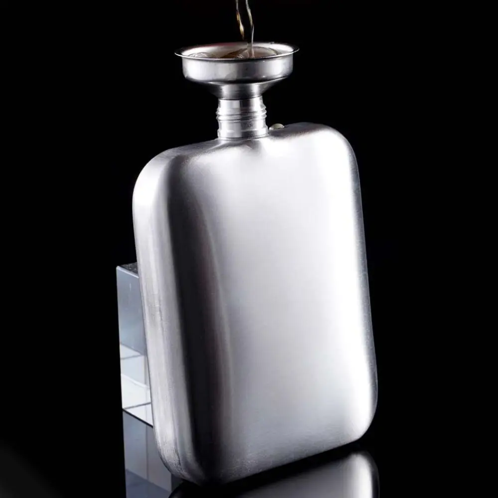 

Mini 304 Stainless Steel 6oz Wine Flagon with Funnel Unbreakable Whiskey Pot Fall-resistant Rectangular Pocket Hip Flask Travel