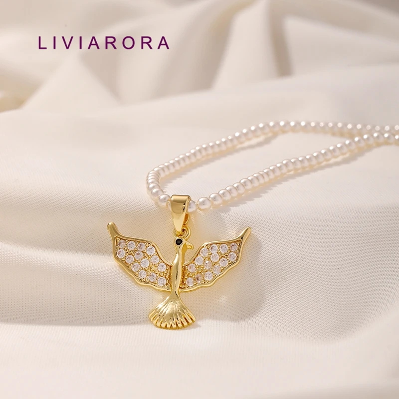 1/2Pcs 18K Gold Plated Brass Peace Dove Pendant Cubic Zirconia Spread Wings Flying Bird  Charms For DIY Necklace Jewelry Making