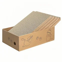 5 Packs in 1 Cat Scratcher Cardboard Box for Indoor Cats, Cat Scratching Pad Cardboard Box for Indoor Cats and Kitten