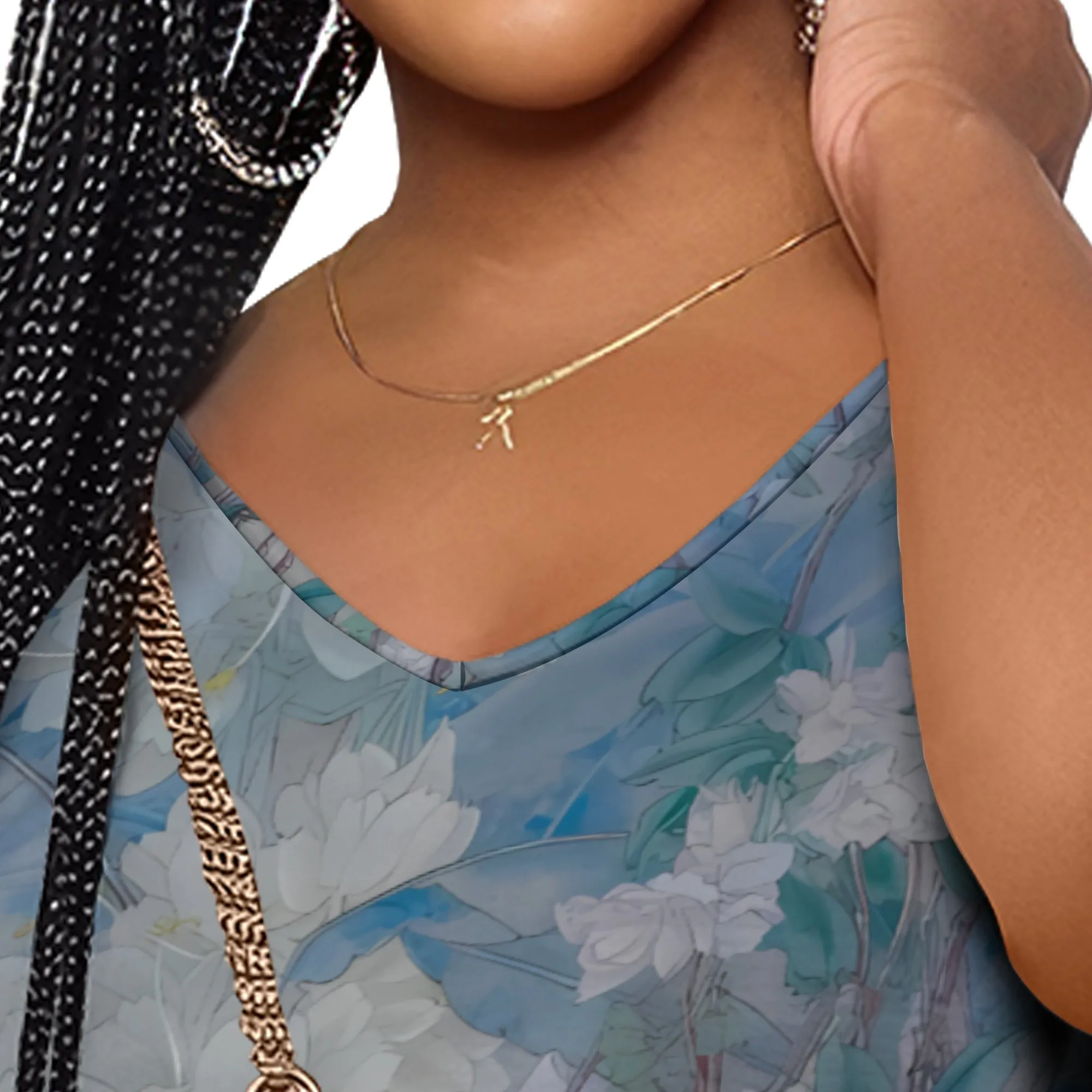 Abito lungo con scollo a V floreale sfumato Elegante abito da vacanza estiva Boho