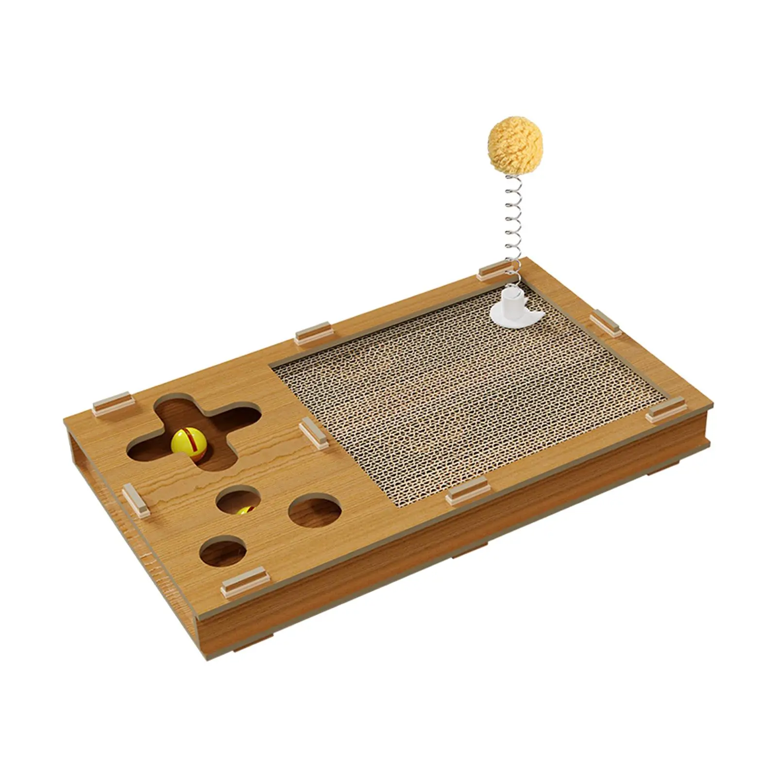 Cat Scratch Pad Cardboard Corrugated Scratcher for Indoor Cats with Plush Ball Toy Furniture Protector