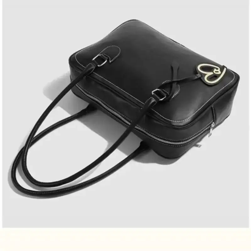 Bloom Vintage Coffee Handbag Wallet Women Retro Jk Uniform Large Capacity Tote Female Haruku Shoulder Bowling Bag 2025