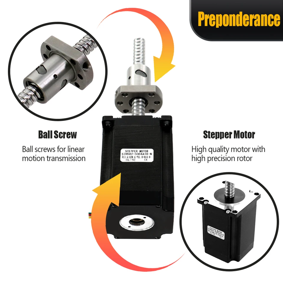 Nema 23 Schrittmotor Kugelgewindetrieb mit integrierter höherer Genauigkeit Sfu1204 Sfu1210 3a 57hs112 57hs82 57hs56 1,2 nm 2,2 nm 3 nm(SFU1204-200mm,57HS56 1.2NM-24V