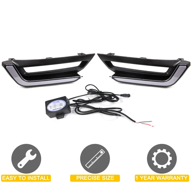 2Pcs Waterproof Front Bumper White LED Position Lamp DRL Daytime Running Light Fit For Honda CRV CR-V 2017 2018 Square Fog Lamp