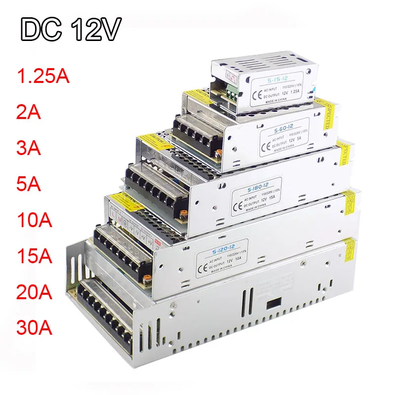 

DC 12V 1A~30A Lighting Transformer Power Supply Adapter CCTV Camera Converter for LED Strip Light Switch Driver Charger