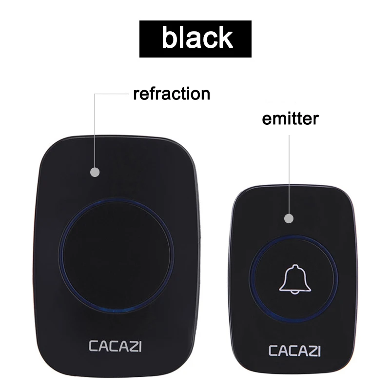 CACAZI A10 DC battery-operated Wireless Waterproof Doorbell 300M Remote 36 chimes Cordless Home Cordless Call Bell