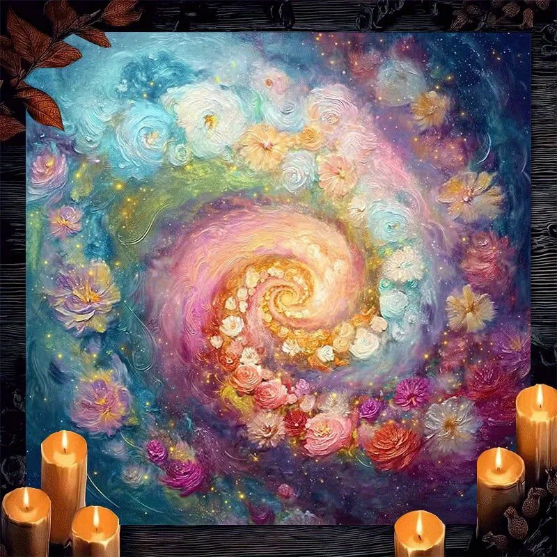 Nappe carrée en forme de nébuleuse de rêve, fleur d'astrologie marine, tissu de Tarot pour la décoration de la maison, méditation, Divination, cadeau mystique bohème