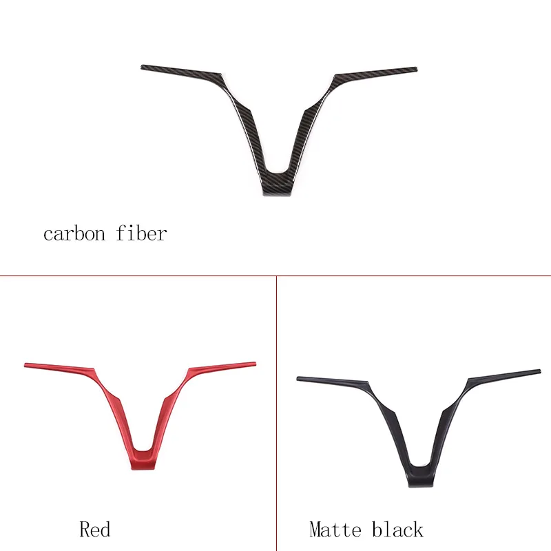 For Alfa Romeo Stelvio Giulia 2017 2018 2019 ABS Carbon Fiber Style Car Steering Wheel V Shape Decoration Frame Trim Accessories