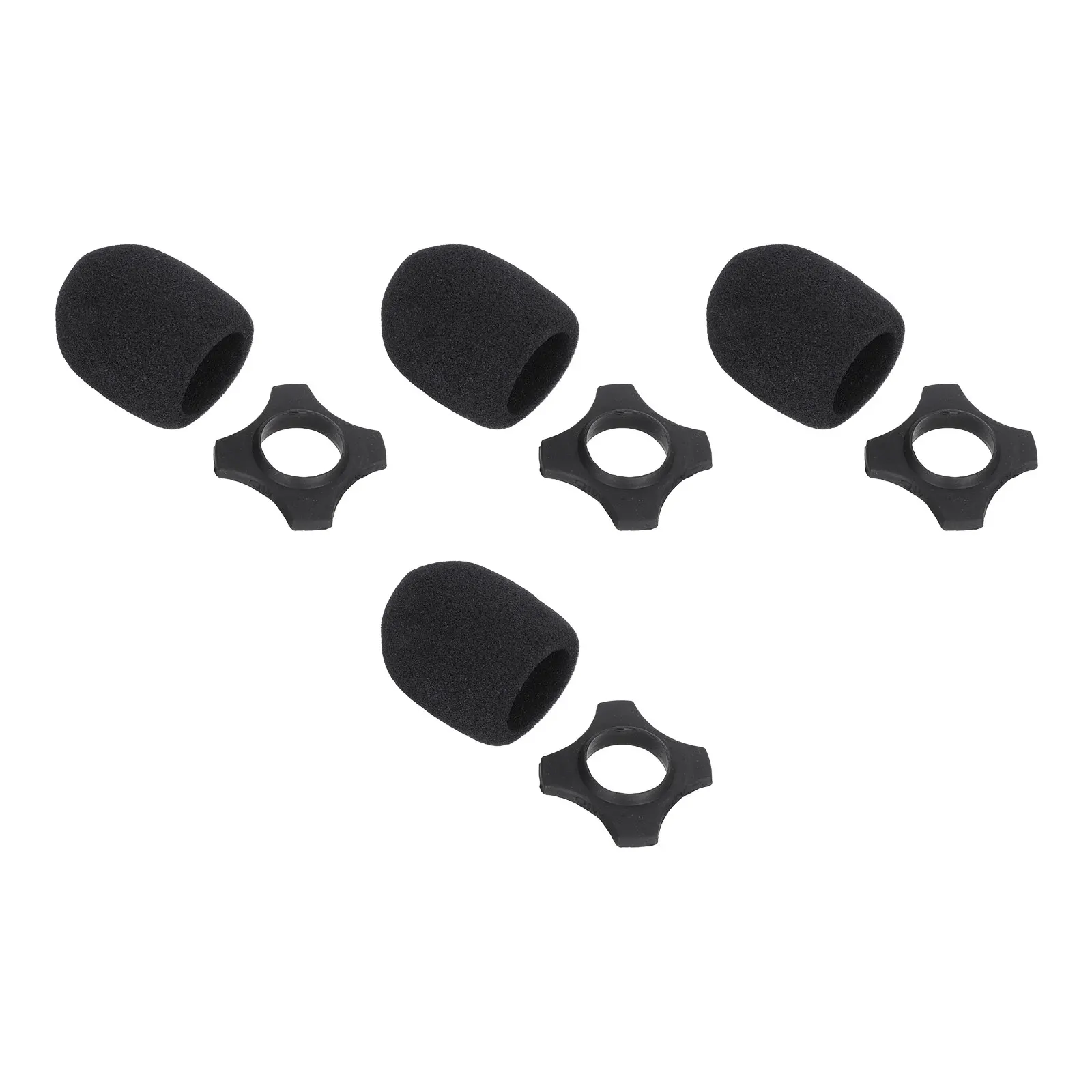 

4 Sets Microphone Sponge Cover Black Anti Rolling Rings Soft Holder Stand Dust Foam Windscreen Tube Accessory Practical Elastic