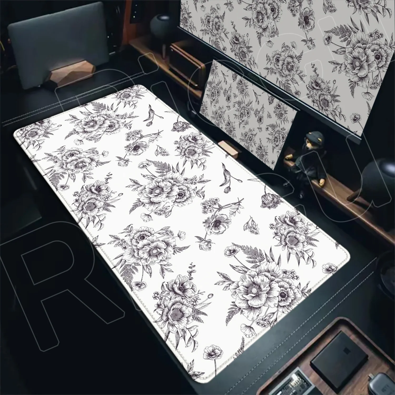 

Vintage line draft flower Desk Mat Gaming XXL Mouse Pad Large Mousepad Tablepad Office PC Accessories HD Priting Extended Mats