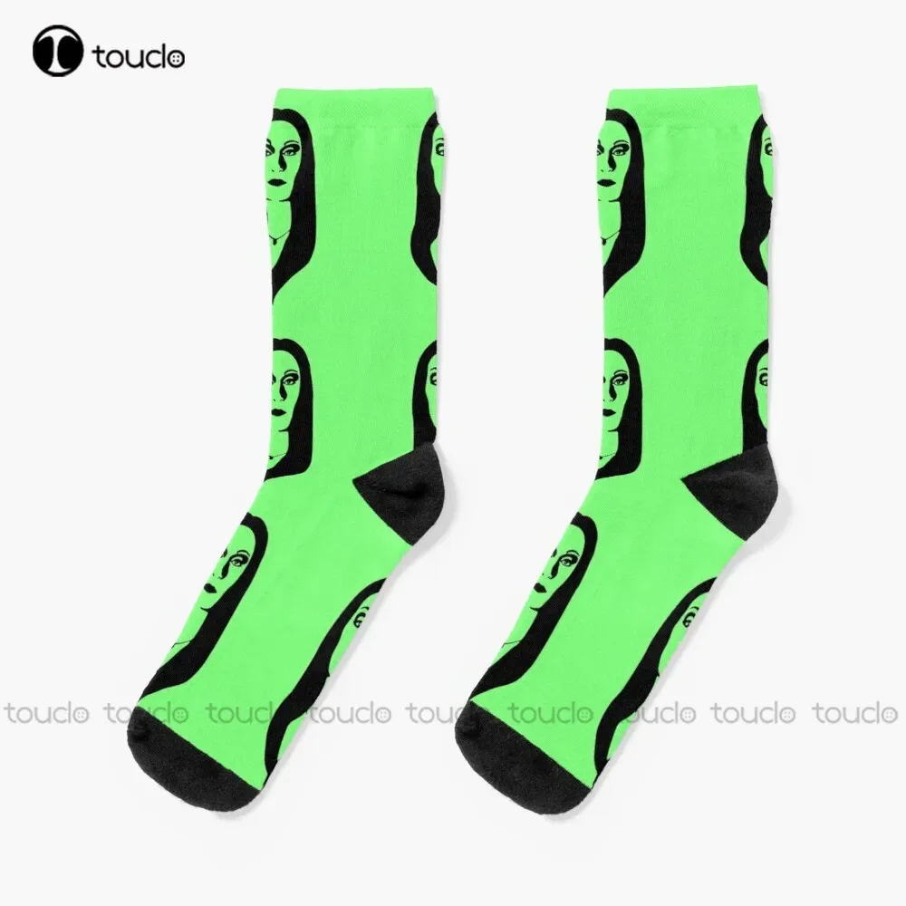 

Morticia Addams Linocut Addams Family Silhouette Goth Queen Icon Socks Halloween Costume Black Mens Socks Unisex Adult Halloween