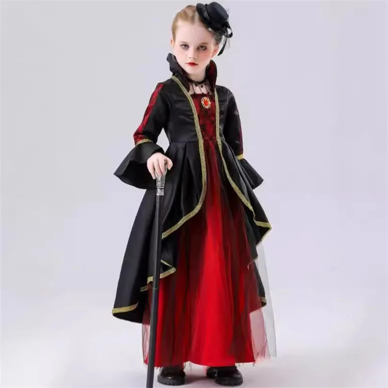 

Girl Gothic Witch Costume Stemapunk Cape Cloak Masquerade Party Little Witch Wizard Vampire Dress up