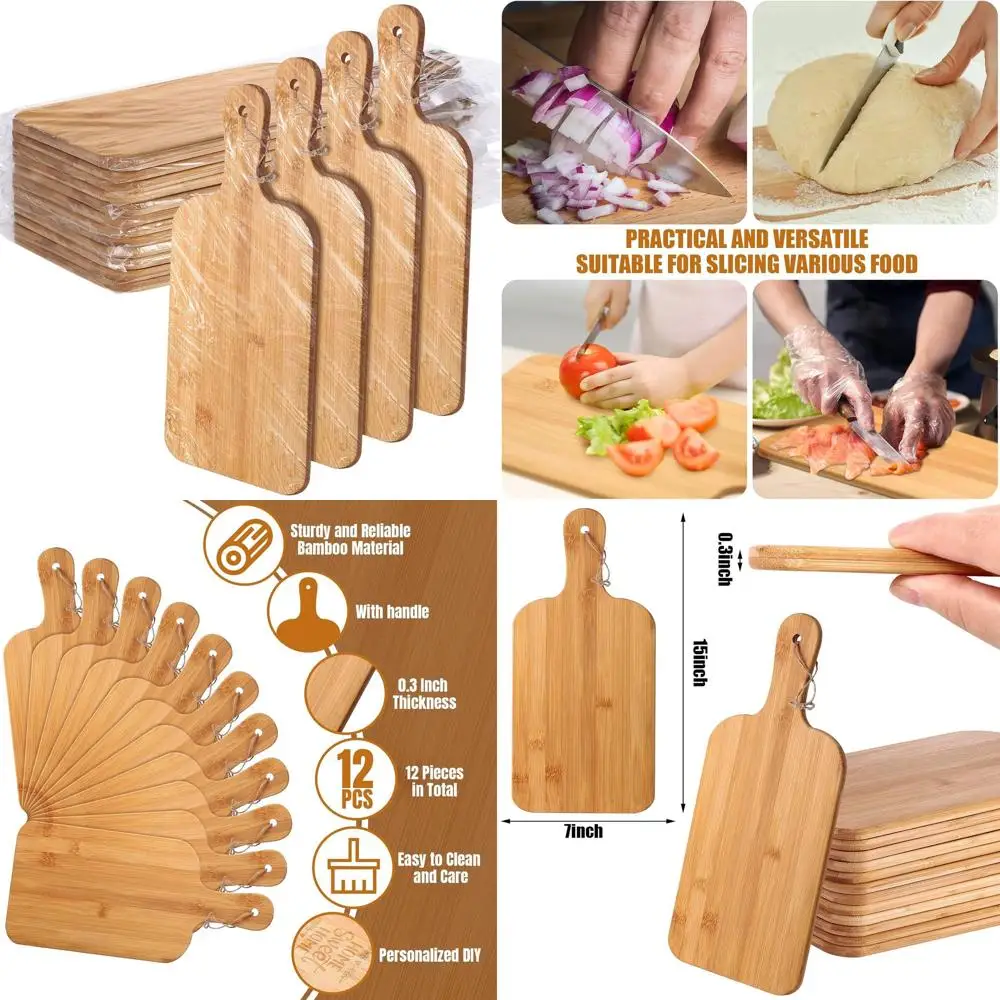 

Large Bamboo Cutting Board Set with Handles, Ideal for Kitchen Prep, Serving, Bulk Gifts, Great for Mom, Suitable for Vegetables