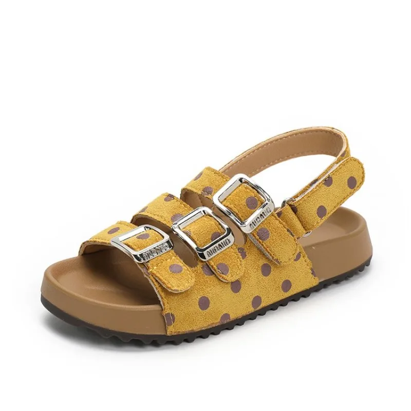 

Детские сандалии 2026: Новая летняя коллекция, модные сандалии в горошек с открытым носком для девочек, повседневные, с мягкой подошвой, нескользящие, пляжная обувь для детей