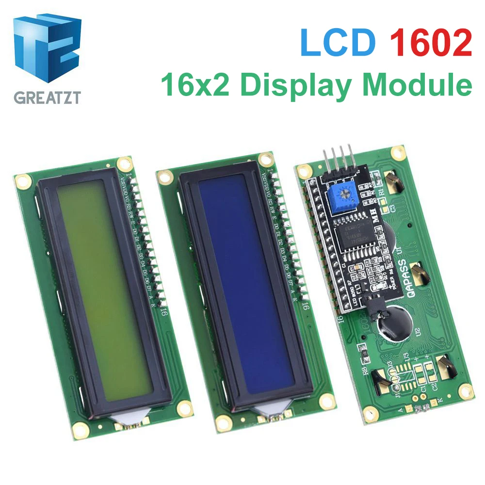 LCD1602 1602 LCD Module Blue / Yellow Green Screen 16x2 Character LCD Display PCF8574T PCF8574 IIC I2C Interface 5V for arduino