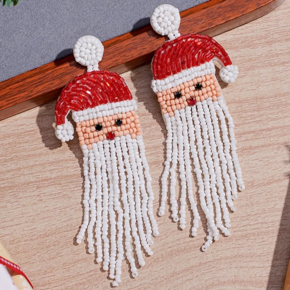 لطيف عيد الميلاد عيد ميلاد سعيد أقراط سانتا كلوز شجرة عيد الميلاد اليدوية مطرز الأذن قطرة مجوهرات إبداعية الأحذية الأذن مربط امرأة